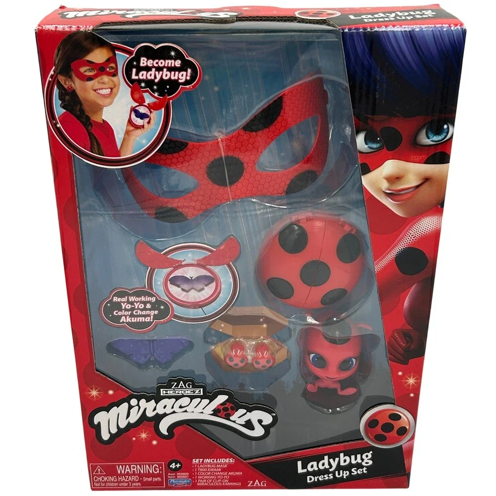 Playmates Miraculous Ladybug Dress Up Set Kids OS Red New NIB Mask Yo-Yo 50601